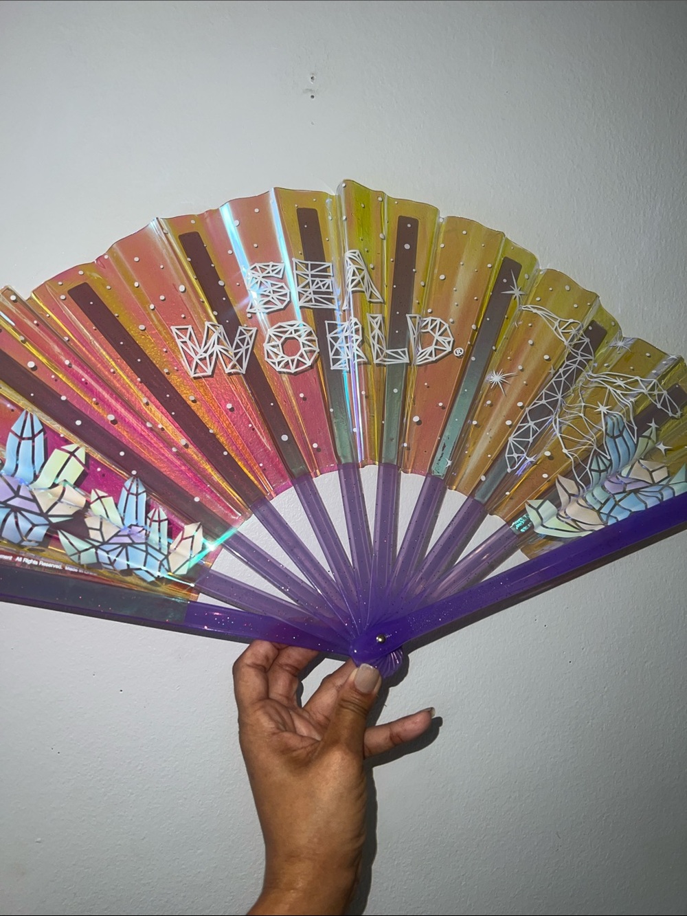 SEA WORLD Large Exclusive Iridescent Folding hand fan